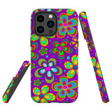 For iPhone 14 Pro Case Tough Protective Cover, Purple Floral Design | iCoverLover Australia