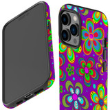 For iPhone 14 Pro Case Tough Protective Cover, Purple Floral Design | iCoverLover Australia