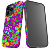 For iPhone 14 Pro Max Case Tough Protective Cover, Purple Floral Design | iCoverLover Australia