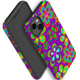 For iPhone 14 Plus Case Tough Protective Cover, Purple Floral Design | iCoverLover Australia