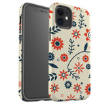 For iPhone 12 mini Case, Protective Back Cover, Flowers Pattern orange blue | iCoverLover Australia