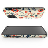 For iPhone 12 mini Case, Protective Back Cover, Flowers Pattern orange blue | iCoverLover Australia