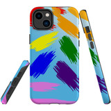 For iPhone 14 Plus Case Tough Protective Cover, Rainbow Brushes | iCoverLover Australia