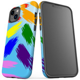 For iPhone 14 Plus Case Tough Protective Cover, Rainbow Brushes | iCoverLover Australia