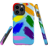For iPhone 14 Pro Max Case Tough Protective Cover, Rainbow Brushes | iCoverLover Australia