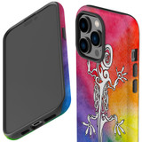 For iPhone 14 Pro Max Case Tough Protective Cover, Rainbow Lizard | iCoverLover Australia