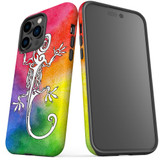 For iPhone 14 Pro Case Tough Protective Cover, Rainbow Lizard | iCoverLover Australia