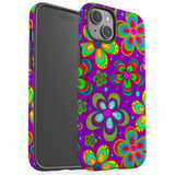 For iPhone 15 Plus Tough Case Compatible with MagSafe, Purple Floral Design | iCoverLover Australia