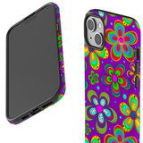 For iPhone 15 Plus Tough Case Compatible with MagSafe, Purple Floral Design | iCoverLover Australia