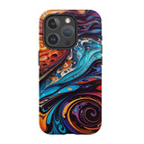 For iPhone 15 Pro Tough Case Compatible with MagSafe, Swirling Paint | iCoverLover Australia