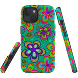 For iPhone 15 Case Tough Protective Cover, Retro Floral Design | iCoverLover Australia