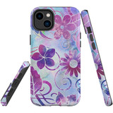For iPhone 14 Plus Case Tough Protective Cover, Flower Swirls | iCoverLover Australia