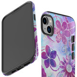 For iPhone 14 Plus Case Tough Protective Cover, Flower Swirls | iCoverLover Australia