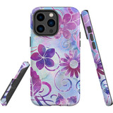 For iPhone 14 Pro Max Case Tough Protective Cover, Flower Swirls | iCoverLover Australia