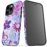 For iPhone 14 Pro Max Case Tough Protective Cover, Flower Swirls | iCoverLover Australia