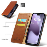 For iPhone 17 Pro Case, Leather, Flip Wallet Folio Cover, Stand, Brown | iCoverLover Australia