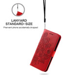 For iPhone 17 Pro Wallet Case - Protective Embossed Floral PU Leather Cover, Red | iCoverLover Australia