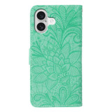 For iPhone 17 Wallet Case - Elegant Lace Flower PU Leather Folio Cover, Green | iCoverLover Australia