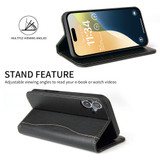 For iPhone 17 Case, Fierre Shann Genuine Cowhide Leather Wallet Cover, Black | iCoverLover Australia