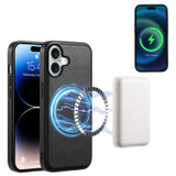 For iPhone 16 Case, Smooth Textured PU Leather Compatible with MagSafe Cover, Black | iCoverLover Australia