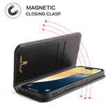 For iPhone 16 Case, Fierre Shann Genuine Cowhide Leather Wallet Cover, Black | iCoverLover Australia