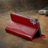 For iPhone 16 Case, Fierre Shann Genuine Cowhide Leather Wallet Cover, Red | iCoverLover Australia