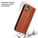 For iPhone 16 Case, Fierre Shann Genuine Cowhide Leather Wallet Cover, Brown | iCoverLover Australia