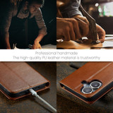 For iPhone 16 Case, Leather, Flip Wallet Folio Cover, Stand, Brown | iCoverLover Australia