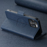 For iPhone 16 Pro Case Leather Flip Wallet Cover Stand Compatible with MagSafe Navy Blue | iCoverLover Australia
