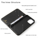 For iPhone 16 Pro Case, Fierre Shann Genuine Cowhide Leather Wallet Cover, Black | iCoverLover Australia