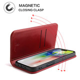 For iPhone 16 Pro Case, Fierre Shann Genuine Cowhide Leather Wallet Cover, Red | iCoverLover Australia