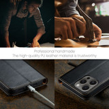 For iPhone 16 Pro Case, Leather, Flip Wallet Folio Cover, Stand, Black | iCoverLover Australia
