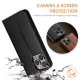 For iPhone 16 Pro Case, Leather, Flip Wallet Folio Cover, Stand, Black | iCoverLover Australia