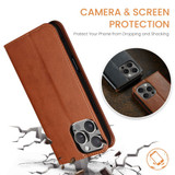 For iPhone 16 Pro Case, Leather, Flip Wallet Folio Cover, Stand, Brown | iCoverLover Australia