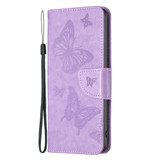 For iPhone 16 Pro Max Case, Butterfly Emboss Folio PU Leather Wallet Cover, Purple | iCoverLover Australia