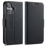 For iPhone 16 Plus Case Leather Flip Wallet Cover Stand Compatible with MagSafe Black | iCoverLover Australia