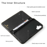For iPhone 16 Plus Case, Fierre Shann Genuine Cowhide Leather Wallet Cover, Black | iCoverLover Australia