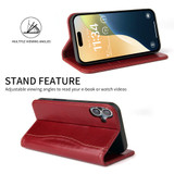 For iPhone 16 Plus Case, Fierre Shann Genuine Cowhide Leather Wallet Cover, Red | iCoverLover Australia