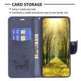 For iPhone 16 Pro Case, Butterfly Emboss Folio PU Leather Wallet Cover, Blue | iCoverLover Australia
