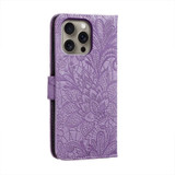 For iPhone 16 Pro Max Case, Floral Lace Pattern PU Leather Wallet Cover, Purple | iCoverLover Australia