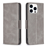 For iPhone 16 Pro Case, Lambskin Texture PU Leather Folio Wallet Cover, Grey | iCoverLover Australia