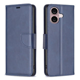 For iPhone 16 Plus Case, Lambskin Texture PU Leather Folio Wallet Cover, Blue | iCoverLover Australia