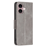 For iPhone 16 Plus Case, Lambskin Texture PU Leather Folio Wallet Cover, Grey | iCoverLover Australia
