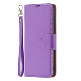 For iPhone 16 Plus Case, Lychee Texture Folio PU Leather Wallet Cover, Purple | iCoverLover Australia