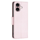 For iPhone 16 Plus Case, Lychee Texture Folio PU Leather Wallet Cover, Rose Gold | iCoverLover Australia