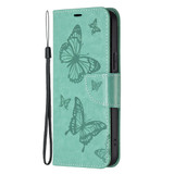 For iPhone 16 Plus Case, Butterfly Emboss Folio PU Leather Wallet Cover, Green | iCoverLover Australia