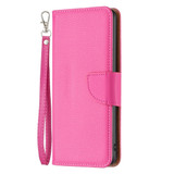 For iPhone 16 Pro Case, Lychee Texture Folio PU Leather Wallet Cover, Rose Red | iCoverLover Australia