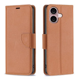 For iPhone 16 Case, Lychee Texture Folio PU Leather Wallet Cover, Brown | iCoverLover Australia