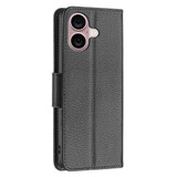 For iPhone 16 Case, Lychee Texture Folio PU Leather Wallet Cover, Black | iCoverLover Australia