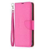 For iPhone 16 Case, Lychee Texture Folio PU Leather Wallet Cover, Rose Red | iCoverLover Australia